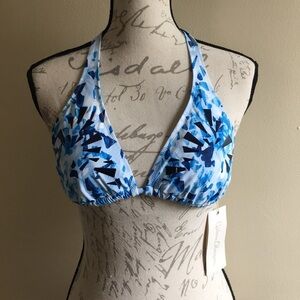 NWT Bikini Top Blue Mirror Shattered USA 8 EUR 38